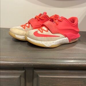 Nike Kids Red and Beige Athletic Shoes